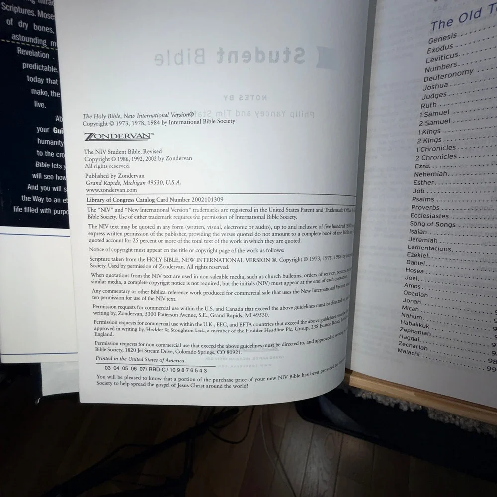 NIV Student Bible Zondervan Hardcover Philip Yancey Tim Stafford 0310927846